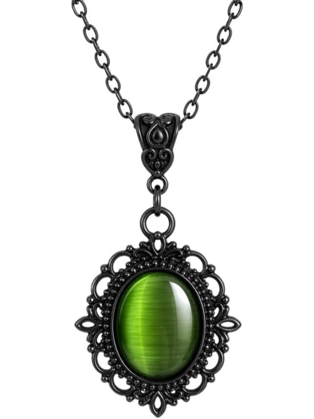 Women's Green 4 Vintage Bronze Emerald CZ Pendant Necklace Dainty Jewelry Gift